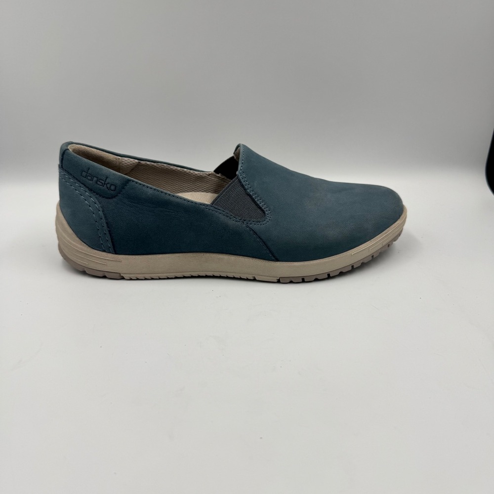 Dansko Slip On Loafer Teal Blue Nubuck Leather Comfort Shoe Size 38 EU 7.5-8